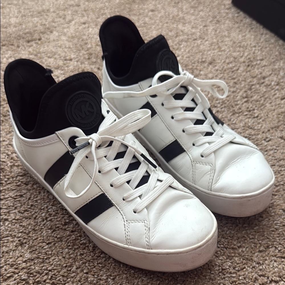 Michael Kors Black and White Leather Sneakers